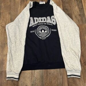 Adidas Men's Black and Gray Sweater